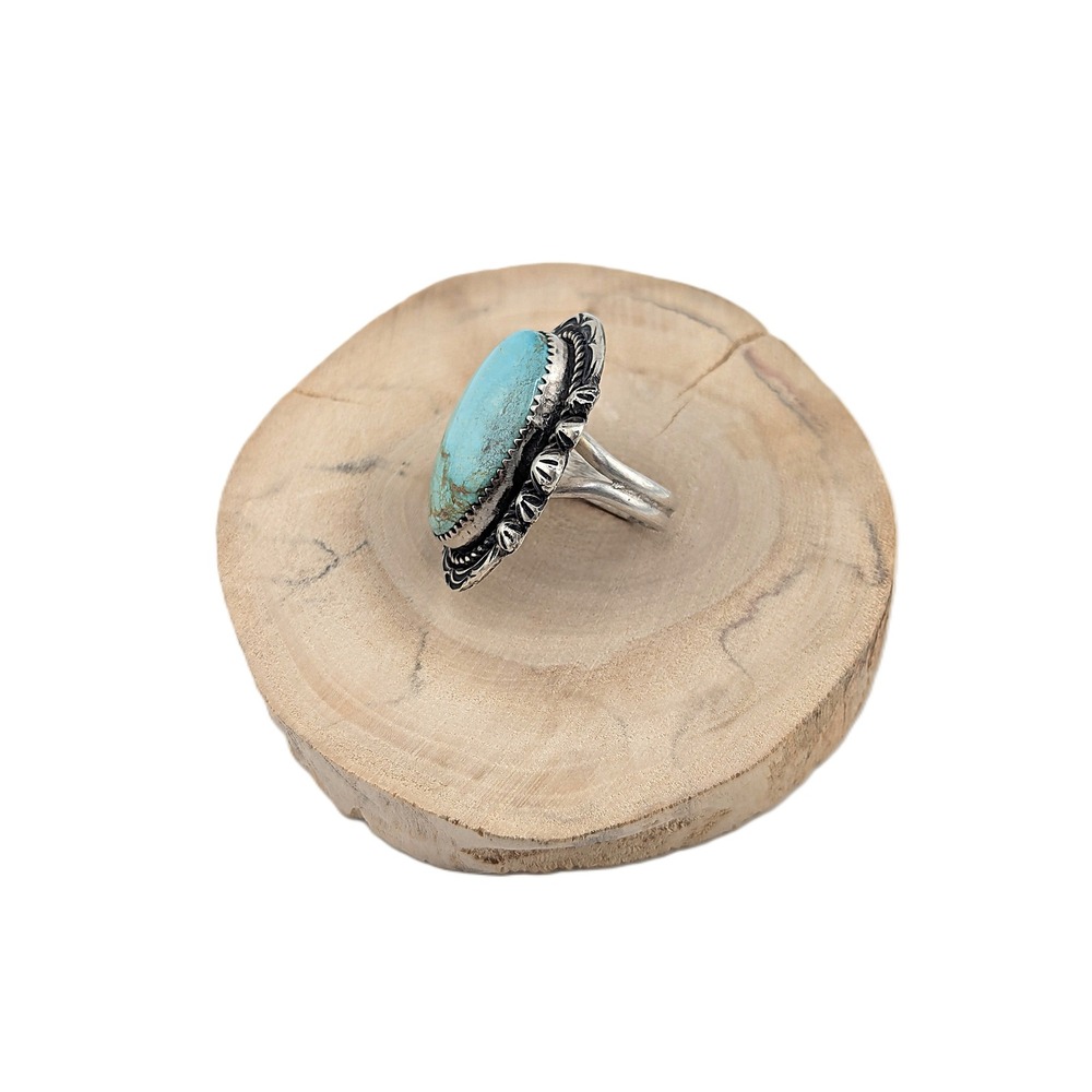 Navajo Jewelry Women's Ring Turquoise Native American Signed sz 7.5 *** - Picture 3 of 9